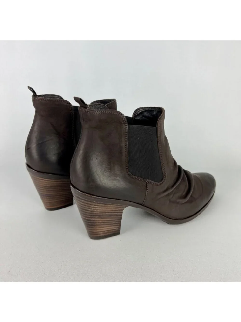 Paul Green Womens Jano Brown Leather Scrunch Chelsea Ankle Boot size US 8.5 UK 6